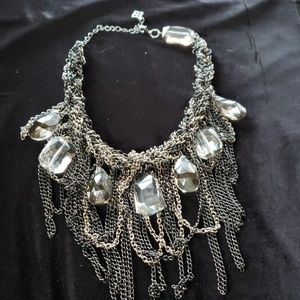 BCBG statement necklace silver and black
